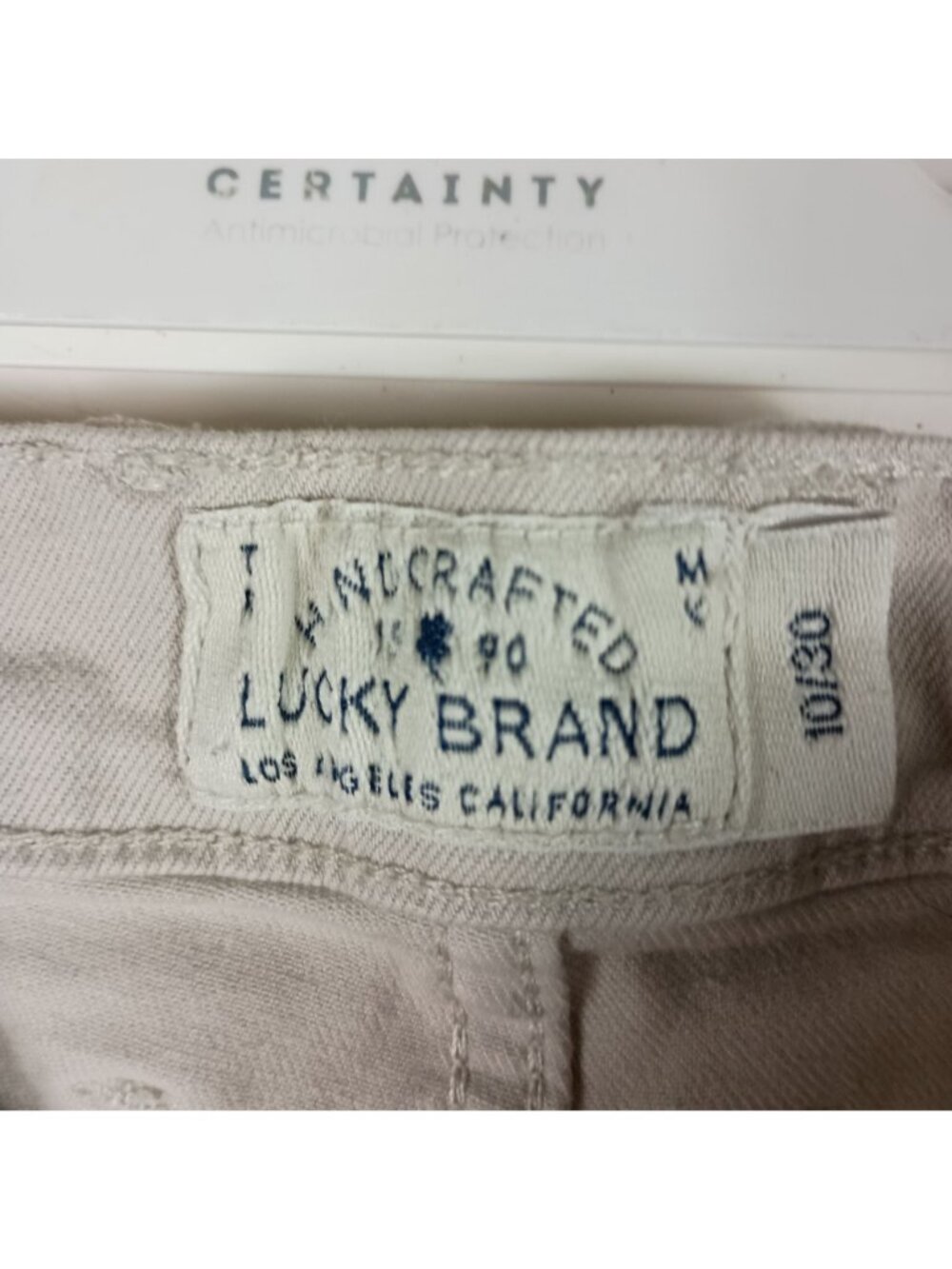 Lucky Brand Malibu Cufoff Denim Shorts Womens L 34 Waist Khaki Boho Beach Summer - Picture 5 of 9